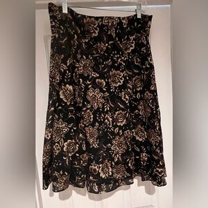Jones New York Black and Brown Floral Midi Skirt